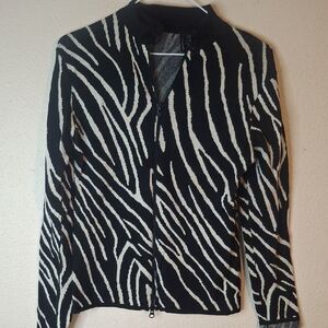 Venini Black and White Zebra Print Women's Jacket size small